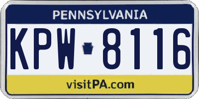 PA license plate KPW8116