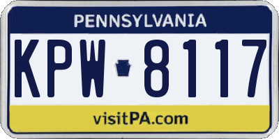PA license plate KPW8117