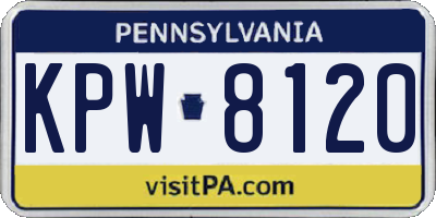 PA license plate KPW8120