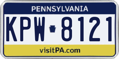 PA license plate KPW8121