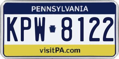 PA license plate KPW8122