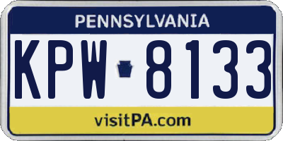 PA license plate KPW8133
