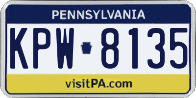 PA license plate KPW8135