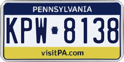 PA license plate KPW8138
