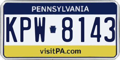 PA license plate KPW8143