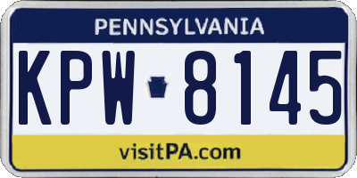 PA license plate KPW8145