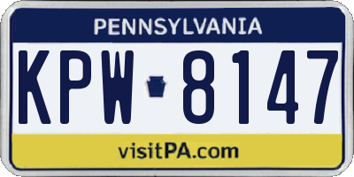 PA license plate KPW8147