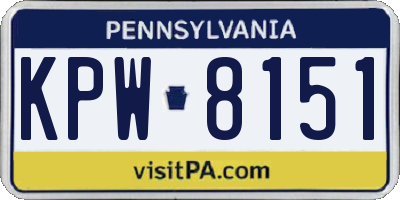 PA license plate KPW8151
