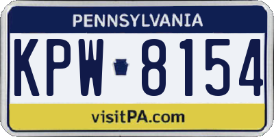 PA license plate KPW8154