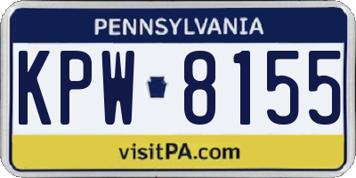 PA license plate KPW8155