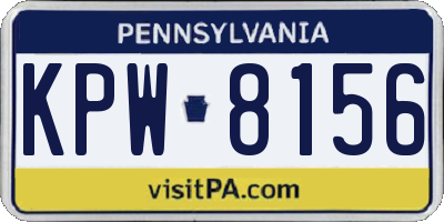 PA license plate KPW8156