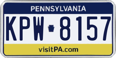 PA license plate KPW8157