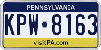 PA license plate KPW8163