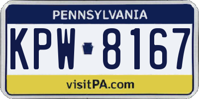 PA license plate KPW8167