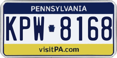 PA license plate KPW8168