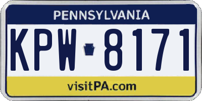 PA license plate KPW8171