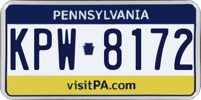 PA license plate KPW8172