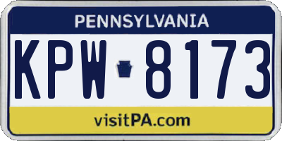 PA license plate KPW8173
