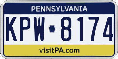 PA license plate KPW8174