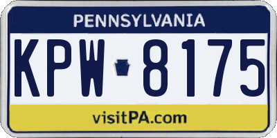 PA license plate KPW8175