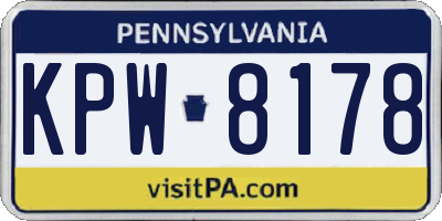 PA license plate KPW8178