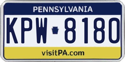 PA license plate KPW8180