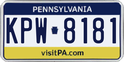 PA license plate KPW8181