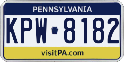 PA license plate KPW8182