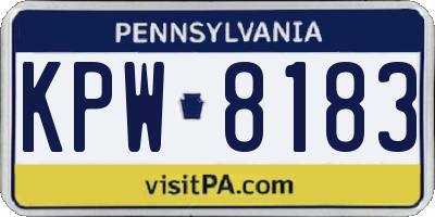 PA license plate KPW8183