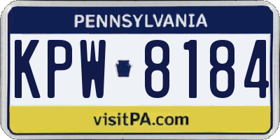 PA license plate KPW8184