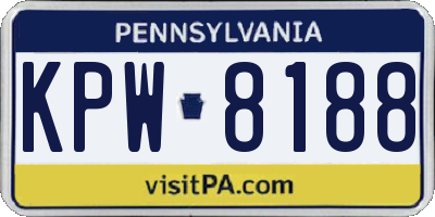 PA license plate KPW8188