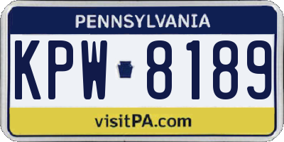 PA license plate KPW8189