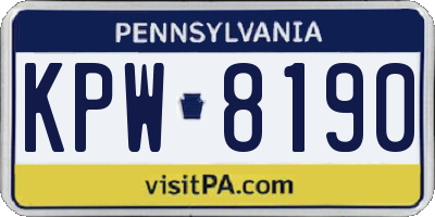 PA license plate KPW8190