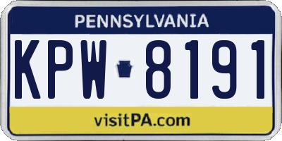 PA license plate KPW8191