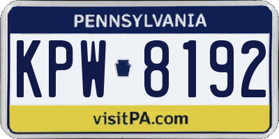 PA license plate KPW8192
