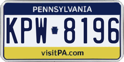 PA license plate KPW8196