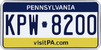 PA license plate KPW8200