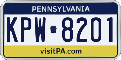 PA license plate KPW8201