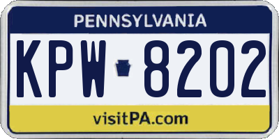 PA license plate KPW8202