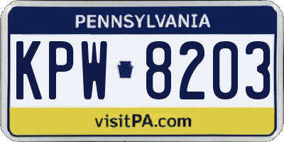 PA license plate KPW8203