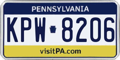 PA license plate KPW8206