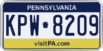 PA license plate KPW8209