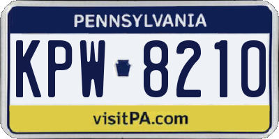 PA license plate KPW8210