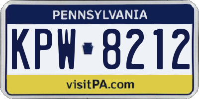PA license plate KPW8212