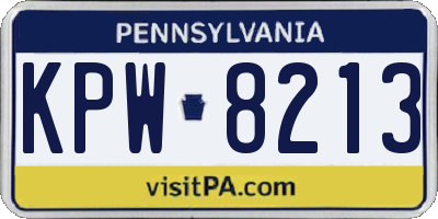 PA license plate KPW8213