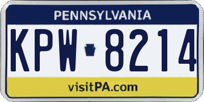 PA license plate KPW8214
