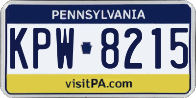 PA license plate KPW8215
