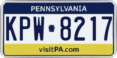 PA license plate KPW8217