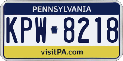 PA license plate KPW8218