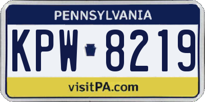 PA license plate KPW8219